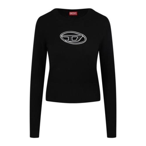 Diesel Logo-broderad crew neck tröja Black, Dam