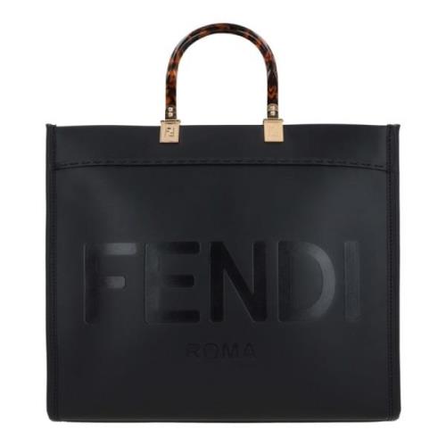 Fendi Svart Toteväska med Guld Hardware Black, Dam