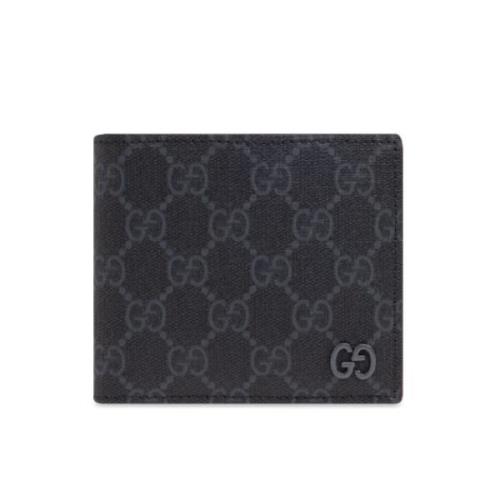 Gucci Canvas Myntplånbok med Logo Plaque Black, Unisex