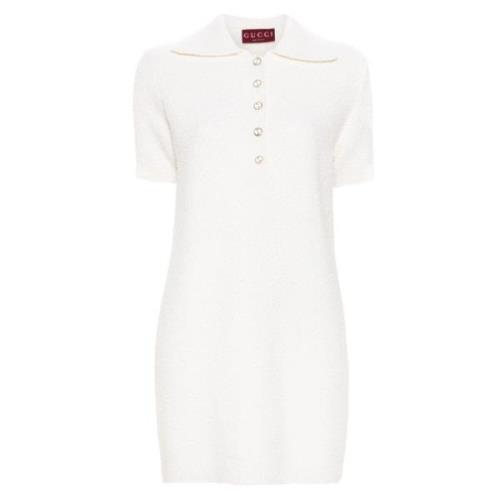 Gucci Vit Bouclé Polo Klänning White, Dam