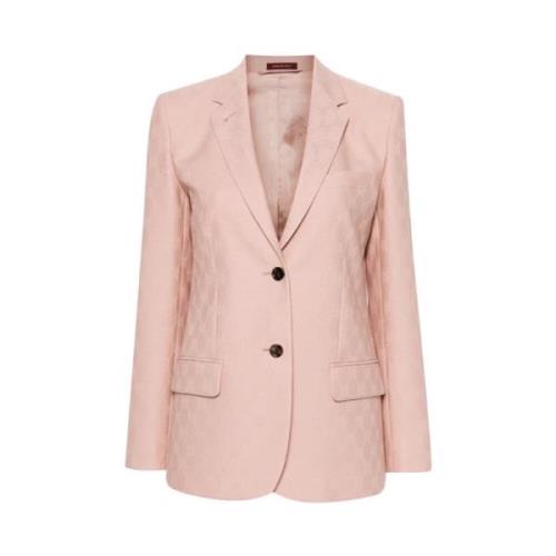 Gucci Rosa Ull Jacquard Blazer Pink, Dam