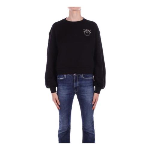 Pinko Svart Logo Front Sweater Black, Dam