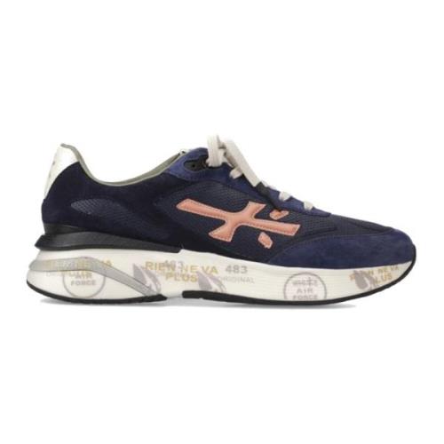 Premiata Blå Mocka och Mesh Sneaker Blue, Herr