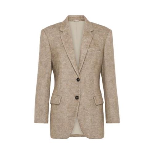 Brunello Cucinelli Monili Kedja Detalj Blazer Brown, Dam