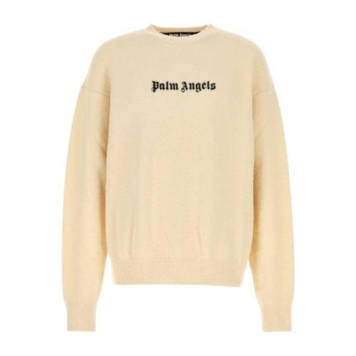 Palm Angels Stretch Wool Blend Sweater Beige, Herr