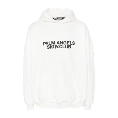 Palm Angels Ski Club Hoodie Vit Bomullsfleece White, Herr