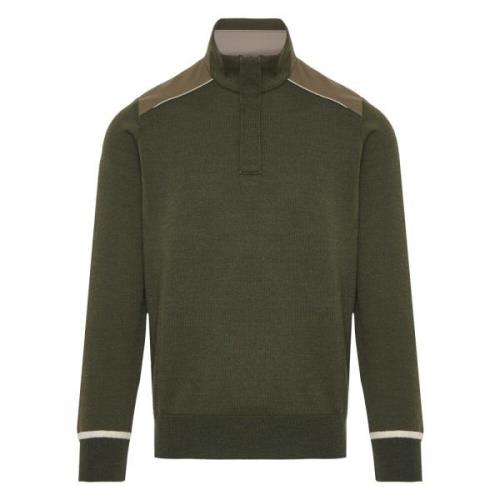 Paul & Shark Ull Half-Zip Stickat Green, Herr