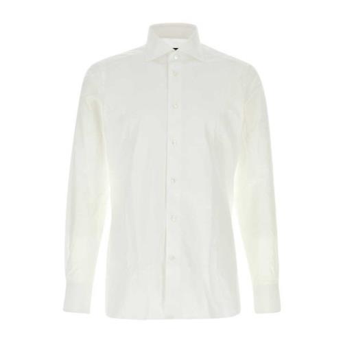 Z Zegna Stretch Poplin Skjorta White, Herr