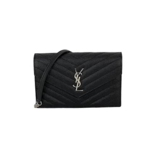 Yves Saint Laurent Vintage Pre-owned Laeder kuvertvskor Black, Dam