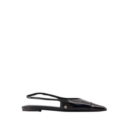 Anine Bing Svarta Slingback Flats - Kalvskinn Black, Dam