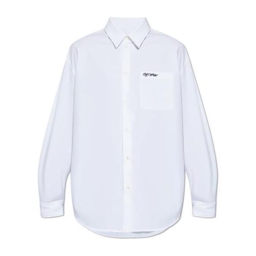 Off White Skjorta med broderat logotyp White, Herr