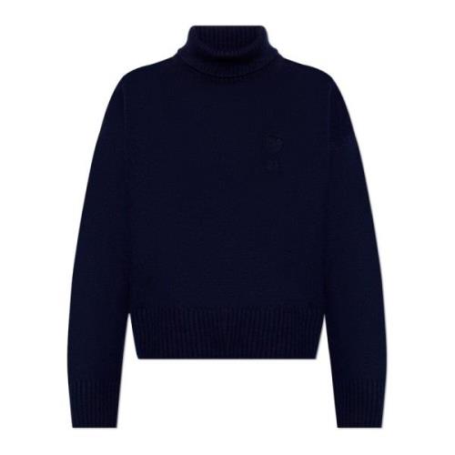 Ami Paris Ull Turtleneck Blue, Dam