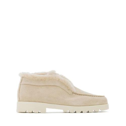 Santoni Beige Mocka Loafers Stövlar Beige, Dam