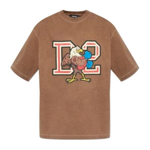 Dsquared2 T-shirt med tryck Brown, Herr