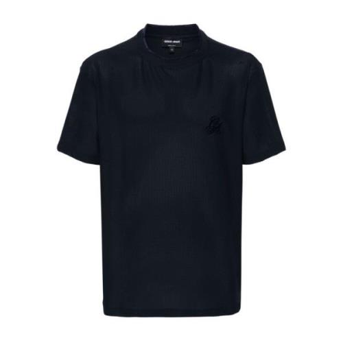 Giorgio Armani Blå Honungskaka Textur Logot-shirt Blue, Herr