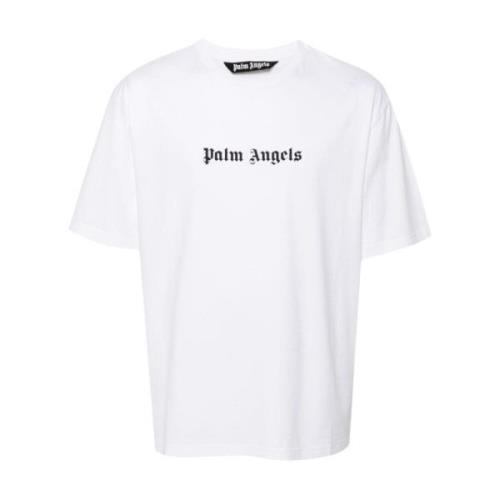 Palm Angels Logo Print Crew Neck T-shirt White, Herr