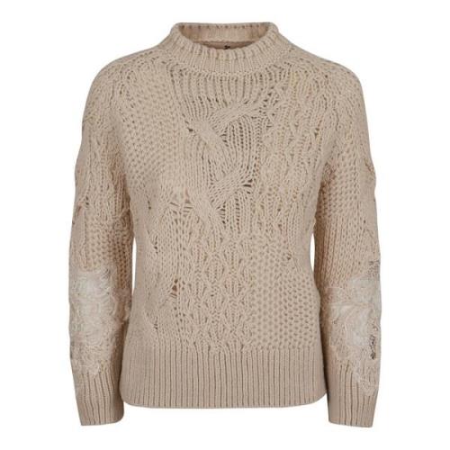 Ermanno Scervino Spetsdetalj Ulltröja Beige, Dam