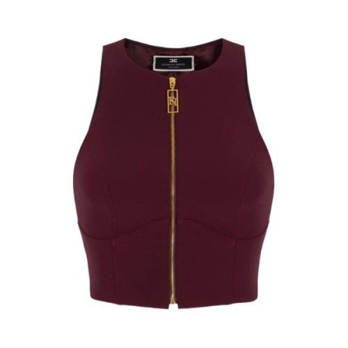 Elisabetta Franchi Stilren Cropped Top för Kvinnor Red, Dam