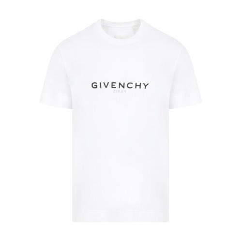 Givenchy Vit Bomull T-shirt med Logotyp White, Herr