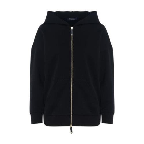 Max Mara Svart Bomull Dubbel Sweatshirt Black, Dam