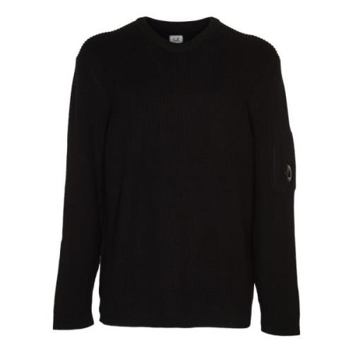 C.p. Company Svart Rib Crew Neck Tröja Black, Herr