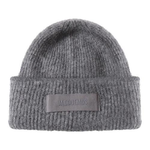 Jacquemus Mörkgrå Ullblandning Beanie Mössa Gray, Unisex