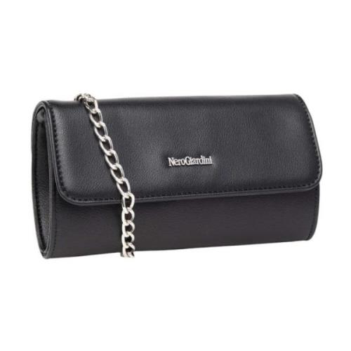 Nerogiardini Svart Trädgård Modell Läder Clutch Black, Dam