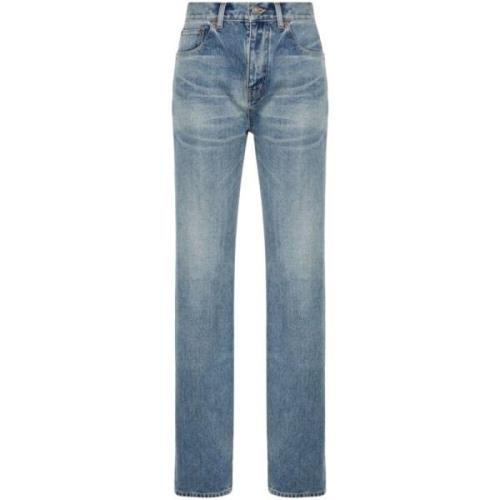 Saint Laurent Straight Leg Denim Jeans Blue, Dam