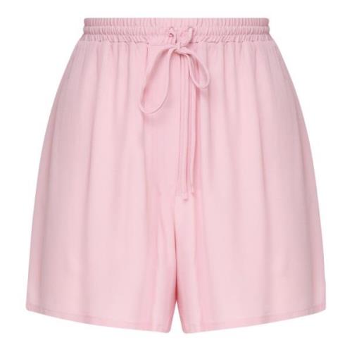 Ottod'Ame Silkeblandning Elastisk Midja Dragsko Shorts Pink, Dam