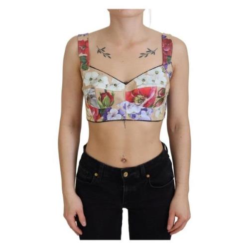 Dolce & Gabbana Blommig Bustier-Crop-Top med Italienskt Hantverk Multi...