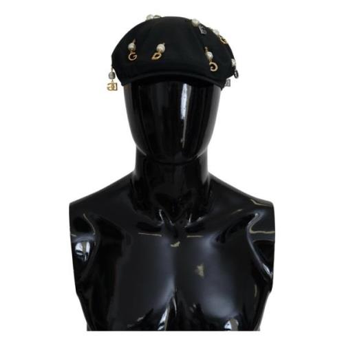 Dolce & Gabbana Svart Newsboy Hat Italiensk Stil Black, Herr