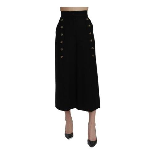 Dolce & Gabbana Svarta Wide Leg Cropped Byxor Black, Dam