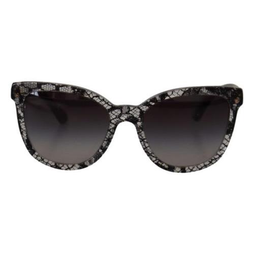 Dolce & Gabbana Elegant solglasögon med vit spets Black, Unisex