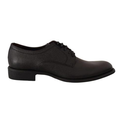 Dolce & Gabbana Svarta Läder Derby Formella Skor Black, Herr