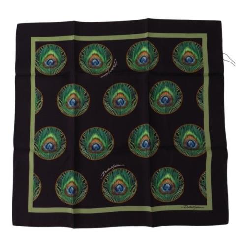 Dolce & Gabbana Elegant Sidenscarf med Paonfjdrar Multicolor, Dam