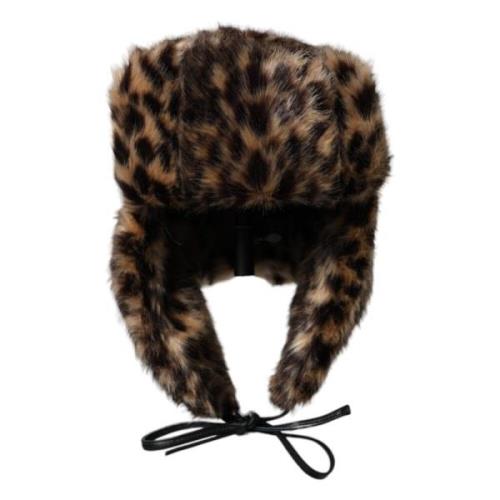 Dolce & Gabbana Leopard Päls Trapper Hatt Brown, Unisex