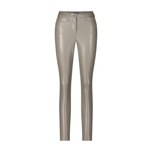 Cambio Faux Leather Skinny Pants Gray, Dam