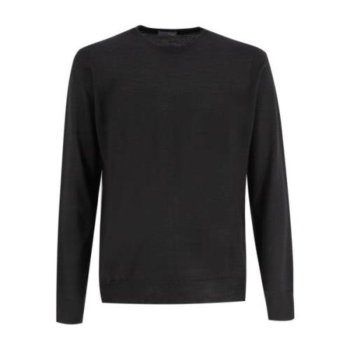 Drumohr Superfin Merinoull Crew Neck Sweater Black, Herr