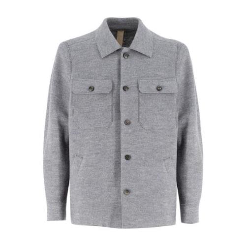 Eleventy Mjuk textur overshirt med bröstfickor Gray, Herr