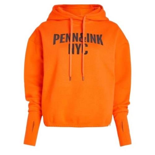 Penn&Ink N.Y Tryckt huvtröja för män Orange, Dam