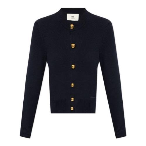 Ami Paris Navy Blue Cardigan Guld Knappar Blue, Dam