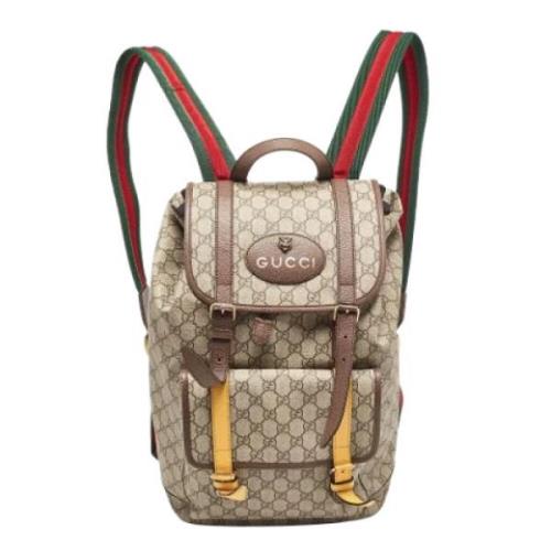 Gucci Vintage Pre-owned Tyg ryggsckar Beige, Herr