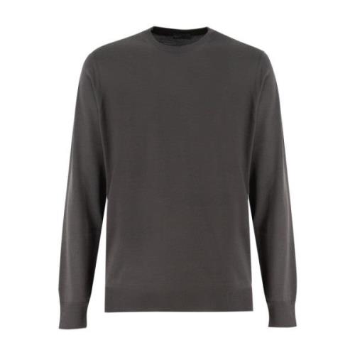 Drumohr Superfin Merinoull Crew Neck Sweater Gray, Herr