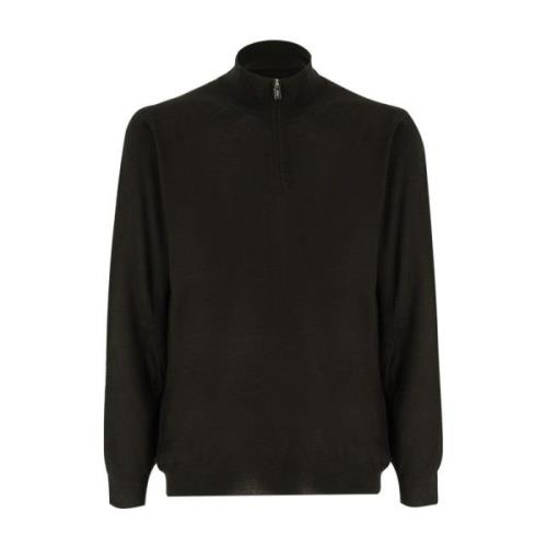 Fedeli Elegant Half Zip Jumper Black, Herr