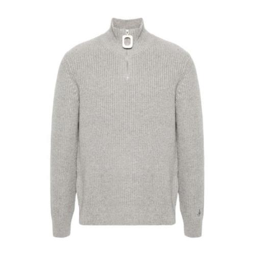 JW Anderson Räfflad Dragkedja Hals Tröja Gray, Herr