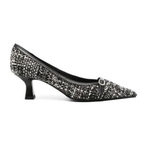 Roberto Festa Svart Tweed Jessy Pumps med Klack Black, Dam