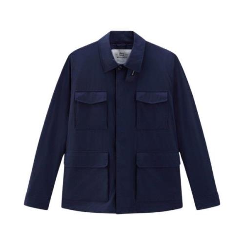 Woolrich Blå Field Jacket Stilfull Midsäsong Blue, Herr