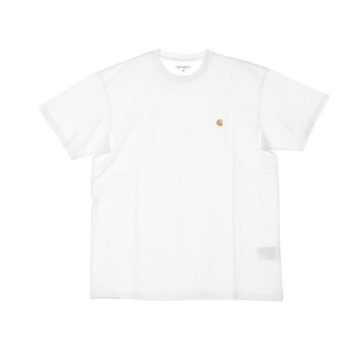 Carhartt Wip Vit/Guld Kortärmad T-shirt Mjuk passform White, Herr