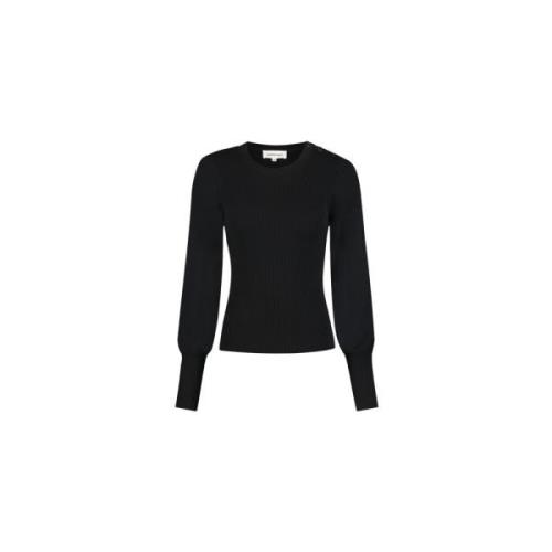 Fabienne Chapot Svart Rund Hals Ballongärm Pullover Black, Dam