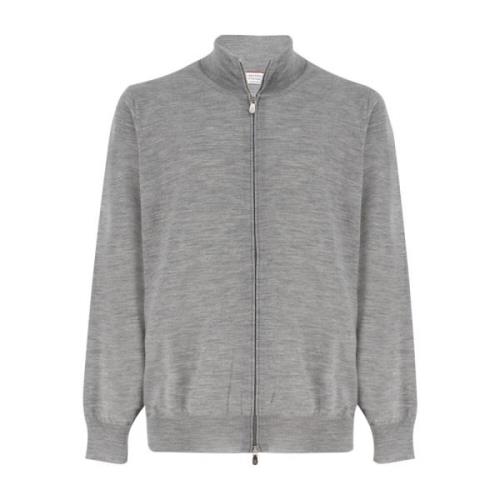 Brunello Cucinelli Mjuk texturerad kofta med gjuten dragkedja Gray, He...